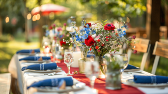 Table Decorations for 4th of July, featuring elegant floral arrangements