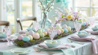 Pastel Colored Easter Table Setting