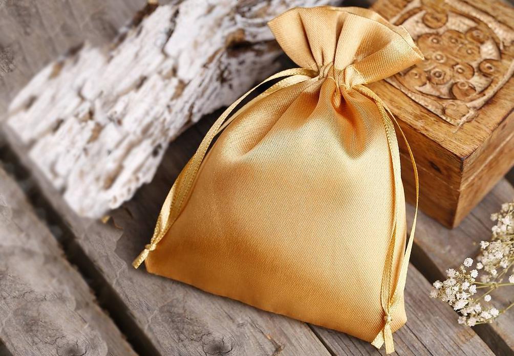 Buy Small Drawstring Cotton Jewelry Pouches With Gold Lace