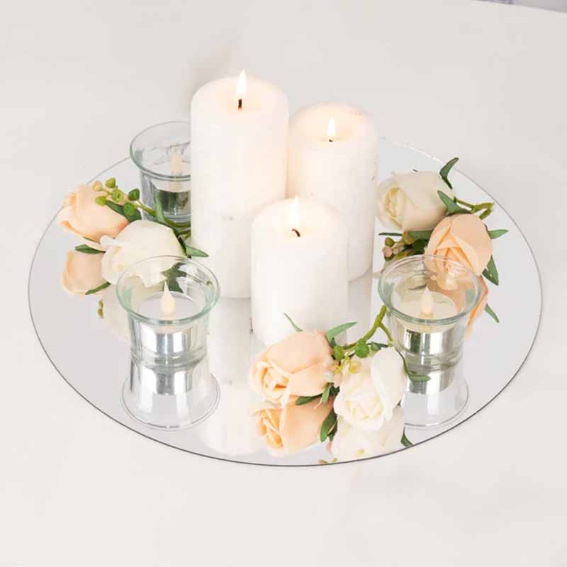 Clear Mirror Base for Centerpieces, Round, Square