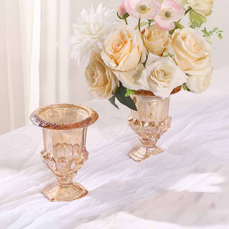 Decorative Metal Glass Shaped Urn Plant Pot Filler Table Decorative for Centerpieces A Events, Gold