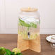 1 Gallon Clear Ribbed Glass Drink Dispenser with Wooden Stand and Lid