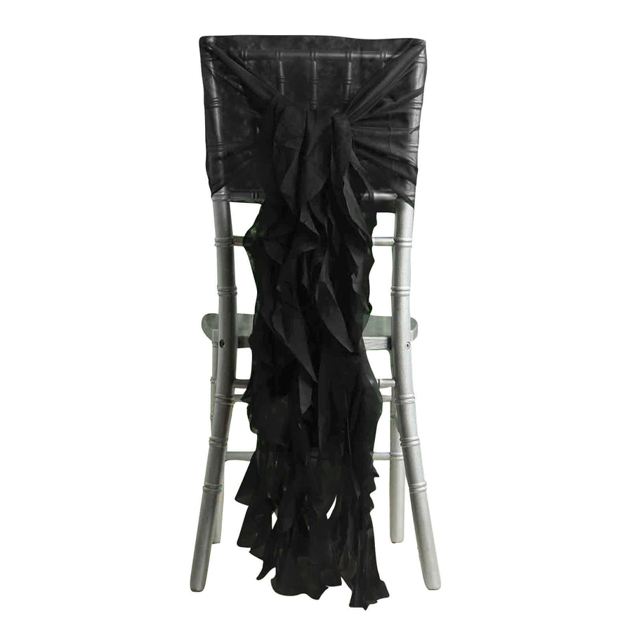 1 Set Black Chiffon Hoods With Ruffles Willow Chiffon Chair Sashes