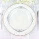 10 Pack | 10inch Clear Silver Leaf Embossed Baroque Plastic Dinner Plates