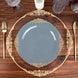 Dusty Blue Gold Leaf Embossed Baroque Plastic Dinner Plates, Disposable Vintage Round Dinner Plates
