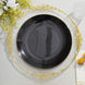 10 Pack | 10inch Glossy Black Round Disposable Dinner Plates With Gold Rim