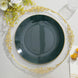 10 Pack | 10inch Glossy Hunter Emerald Green Round Disposable Dinner Plates With Gold Rim