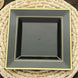 10 Pack | 10inch Gold Trim Black Square Plastic Disposable Dinner Plates