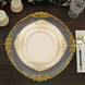 10 Pack | 10inch Ivory Gold Leaf Embossed Baroque Plastic Dinner Plates