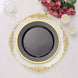 10 Pack | 10Inch Regal Black and Gold Round Plastic Dinner Plates