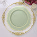 10 Pack | 10Inch Sage Green Plastic Dinner Plates Disposable Tableware Round With Gold Scalloped Rim