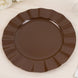 10-Pack Plastic 11" Round Dinner Plates in Cinnamon Brown Ruffled Rim with Gold Edging - Sturdy Disposable Dinnerware