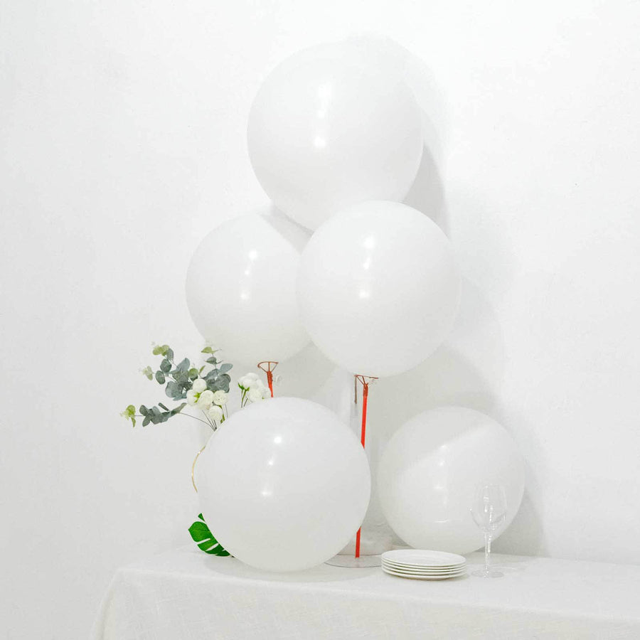 10 Pack Matte Pastel White Helium or Air Latex Party Balloons