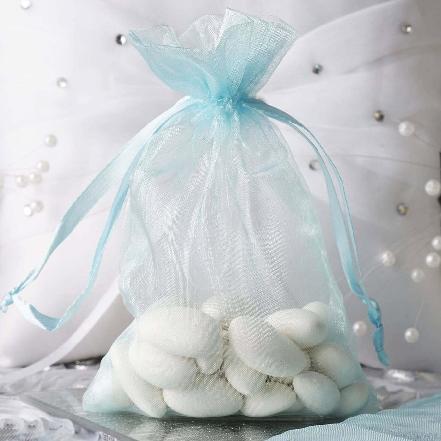 10 Pack | 4x6inch Baby Blue Organza Drawstring Wedding Party Favor Gift Bags - Clearance SALE