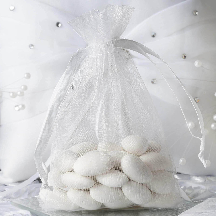 10 Pack | 4x6inch White Organza Drawstring Wedding Party Favor Gift Bags