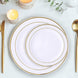 10 Pack | 6inch Très Chic Gold Rim White Disposable Salad Plates, Plastic Dessert Appetizer Plates