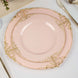 10 Pack | 8inch Blush Rose Gold Leaf Embossed Baroque Plastic Salad Dessert Plates