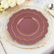 Cinnamon Rose Heavy Duty Baroque Salad Plates with Gold Rim, Hard Plastic Dessert Appetizer Plates