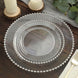 10-Pack Clear Plastic Dessert Plates – 8inch Round with Silver Beaded Rim, Disposable for Parties