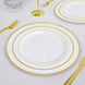 10 Pack | 8inch Très Chic Gold Rim Ivory Disposable Salad Plates, Plastic Dessert Appetizer Plates
