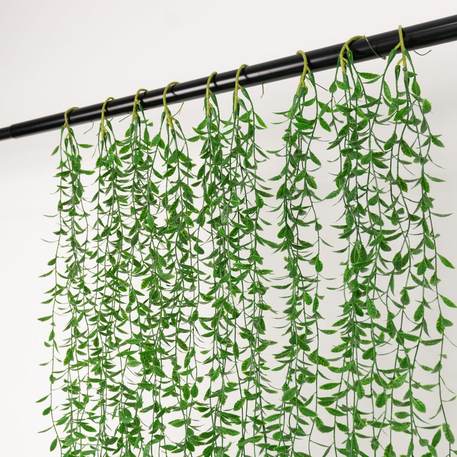 10 Pack Artificial Hanging Vines Weeping Willow Leaves with Stems, Fake Ivy Greenery