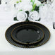 10-Pack Black Plastic Dessert Plates – 8" Round with Gold Beaded Rim, Disposable for Parties & Event