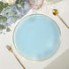 10 Pack Transparent Dusty Blue Hammered Economy Plastic Charger Plates With Gold Rim