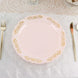 10 Pack | 10Inch Gold Embossed Blush/Rose Gold Plastic Dinner Plates - Round With Scalloped Edges