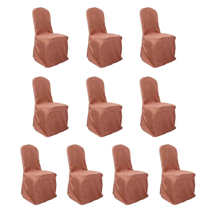 10 Pack Terracotta (Rust) Polyester Banquet Chair Cover
