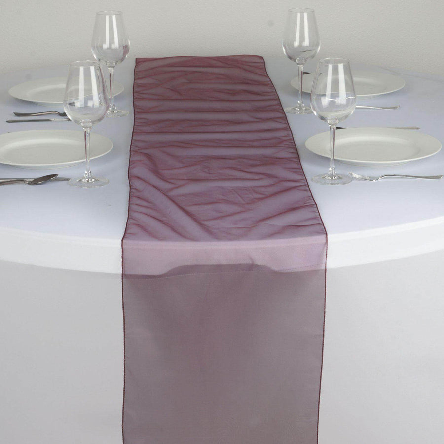 Table Runner Organza - Burgundy#whtbkgd