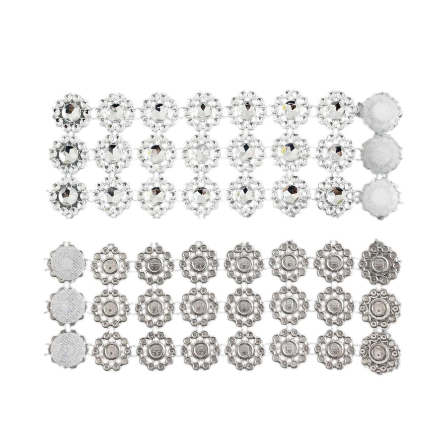 10 Pack Silver Sunflower Diamond Rhinestones Napkin Holders With Velcro, Elegant Wedding Napkin Ring
