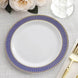 10 Pack White Disposable Party Plates With Navy Blue Gold Spiral Rim, 10" Round Plastic Dinner Plate