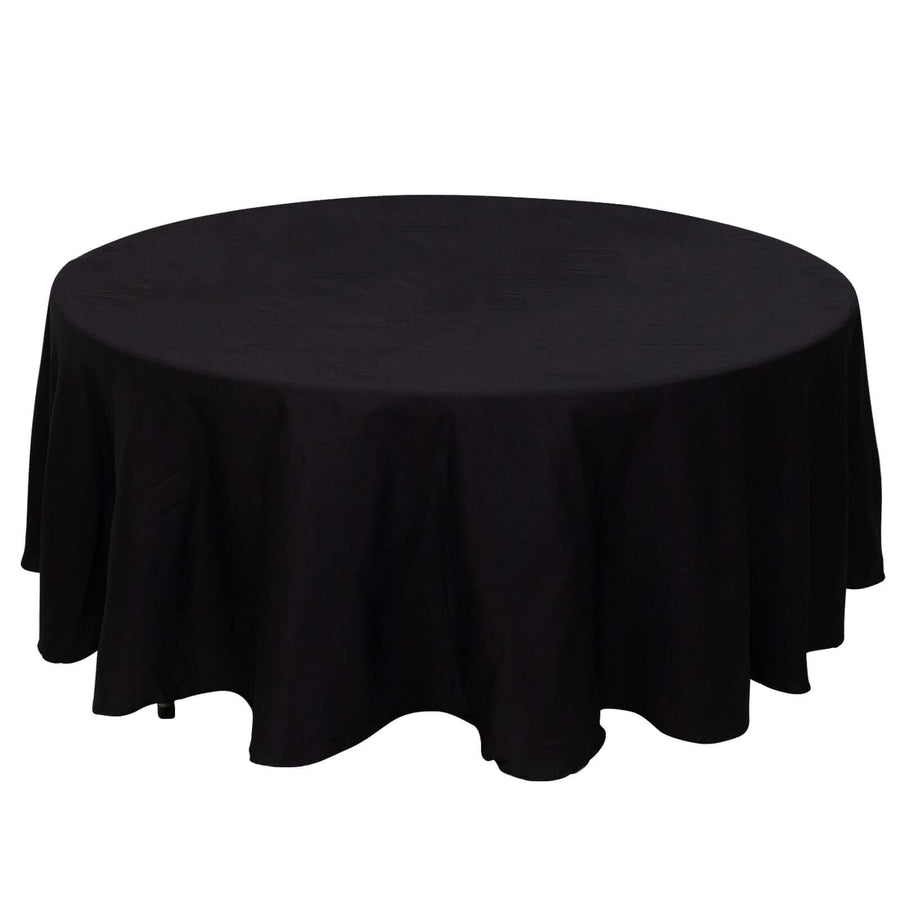 108" Black Round 100% Cotton Linen Tablecloth Washable