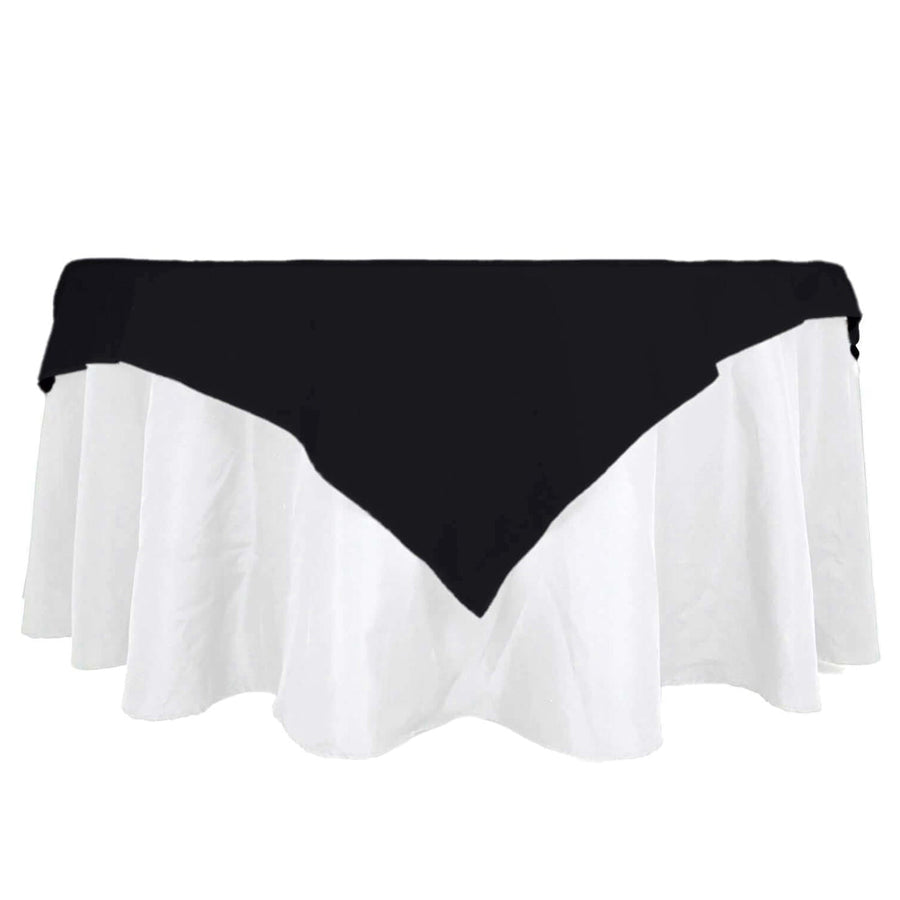 54"x54" Black 100% Cotton Linen Square Table Overlay Washable