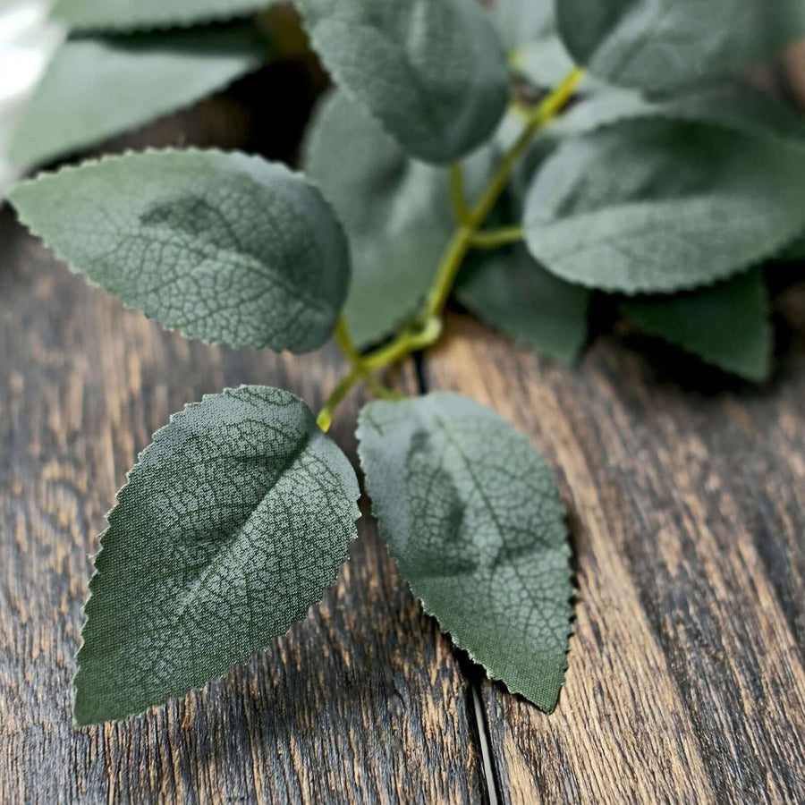 100 Pack | Frosted Green Bulk Rose Leaves Artificial Greenery Fake Rose Flower Leaves for DIY Wreath