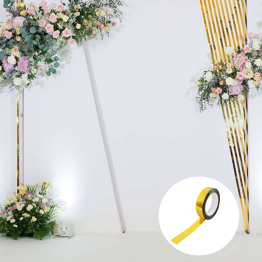 Yellow decorative tape on a plain background