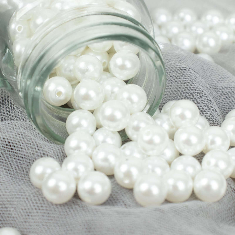 1000 Pack | 10mm Glossy White Faux Craft Pearl Beads & Vase Filler