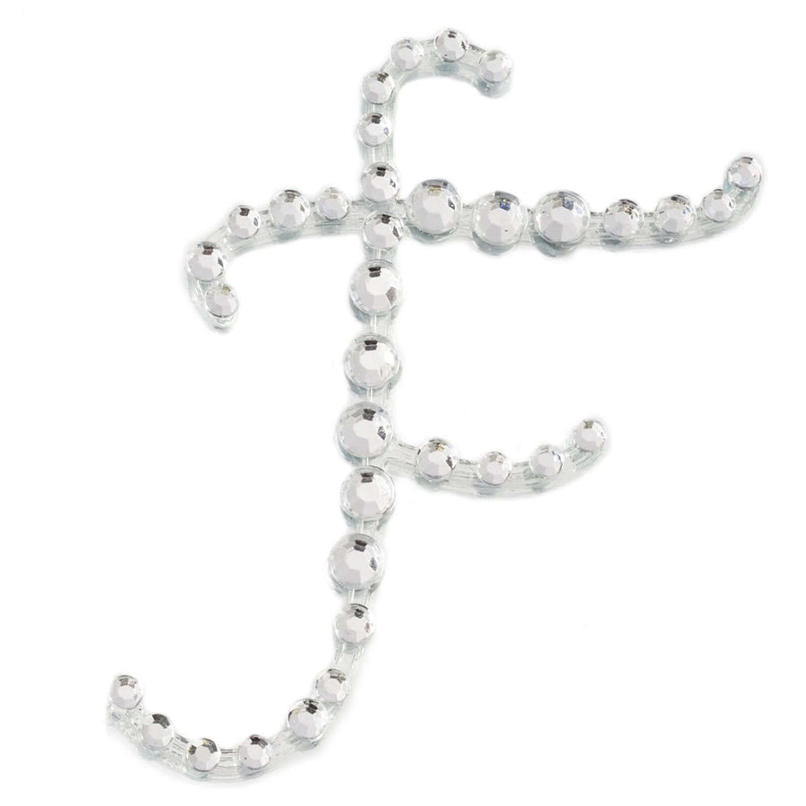 12 Pack | 1.5inch Clear Rhinestone Monogram Letter Jewel Sticker Self Adhesive DIY Diamond Decor - F