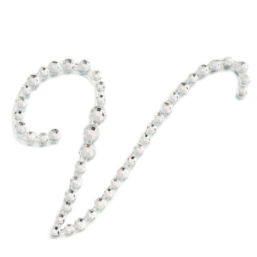 12 Pack | 1.5inch Clear Rhinestone Monogram Letter Jewel Sticker Self Adhesive DIY Diamond Decor - V