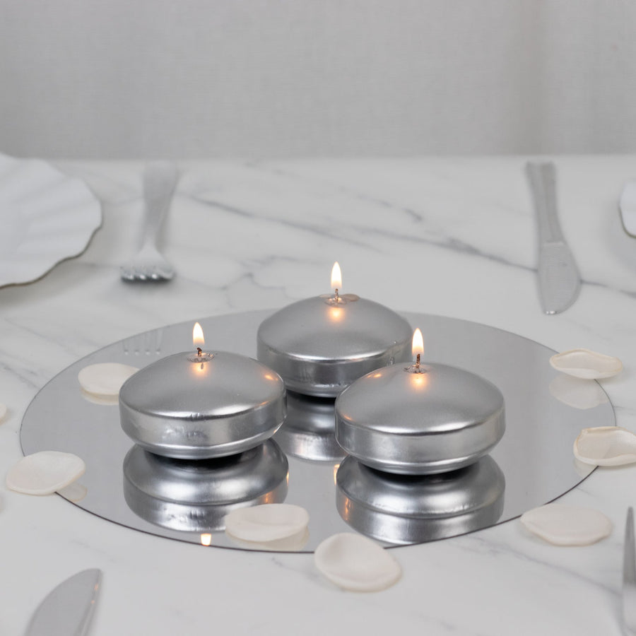 12 Pack 3inch Silver Floating Candles, Unscented Dripless Wax Discs for Centerpieces