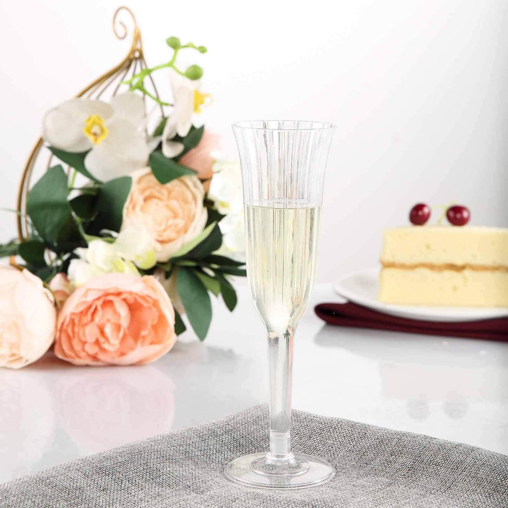 Plastic Champagne Flutes 6oz Clear Flared Design
