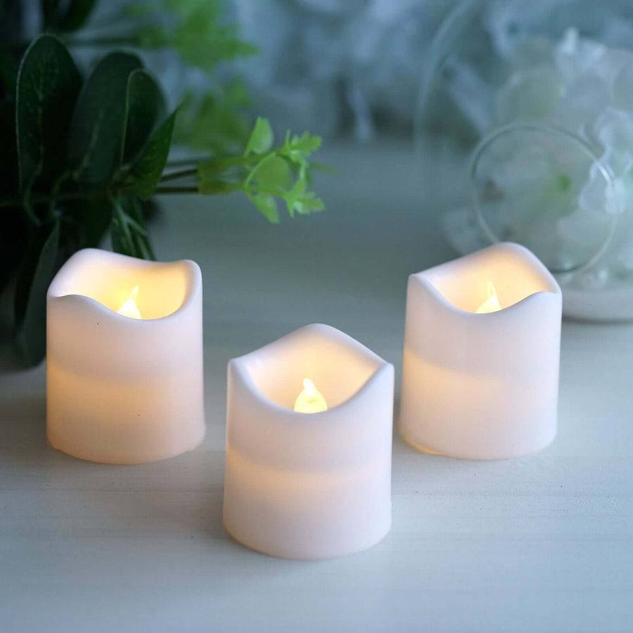 12 Pack | White Flameless Candles LED | Battery Operated Votive Candles