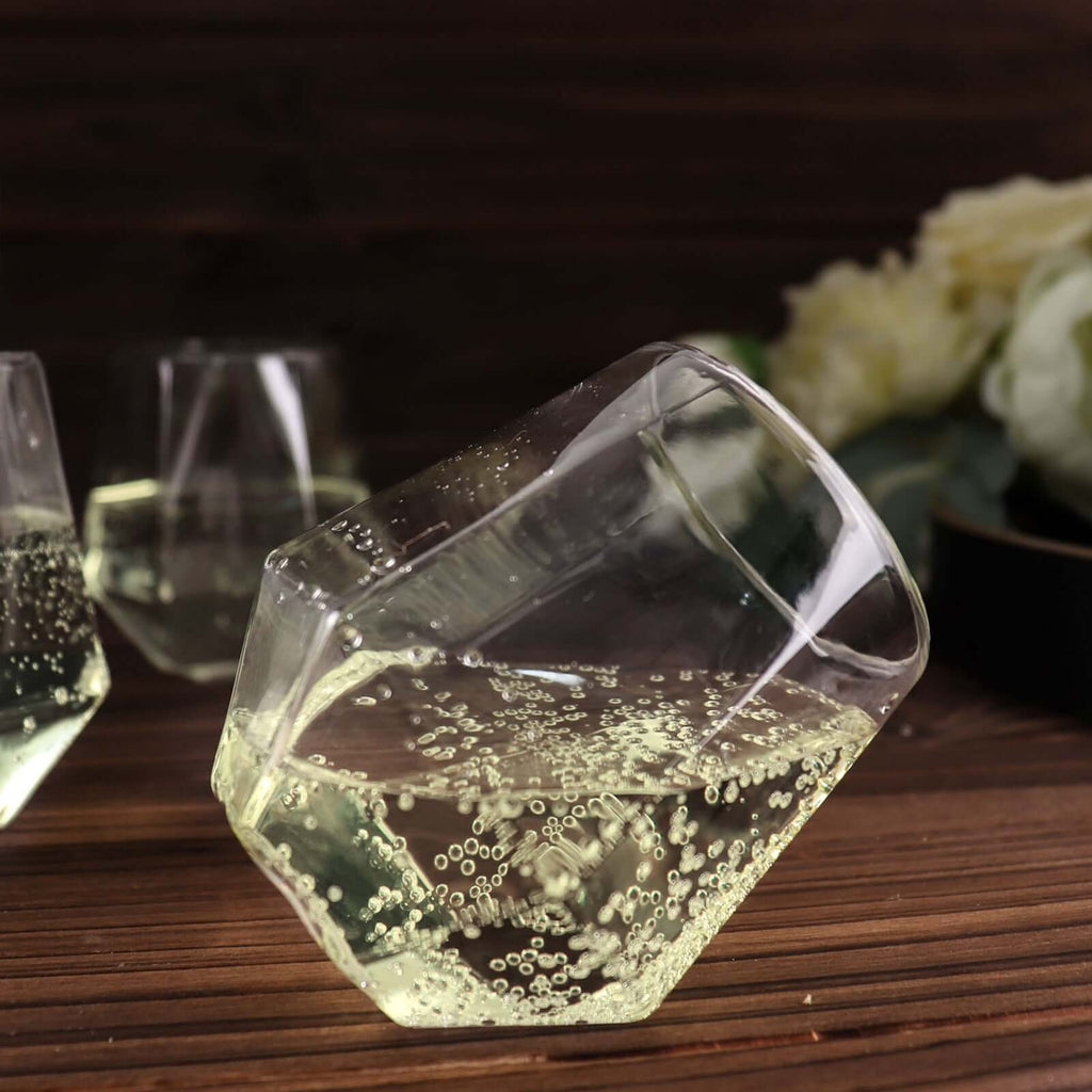 Diamond Stemless WIne Glass Clear 12oz