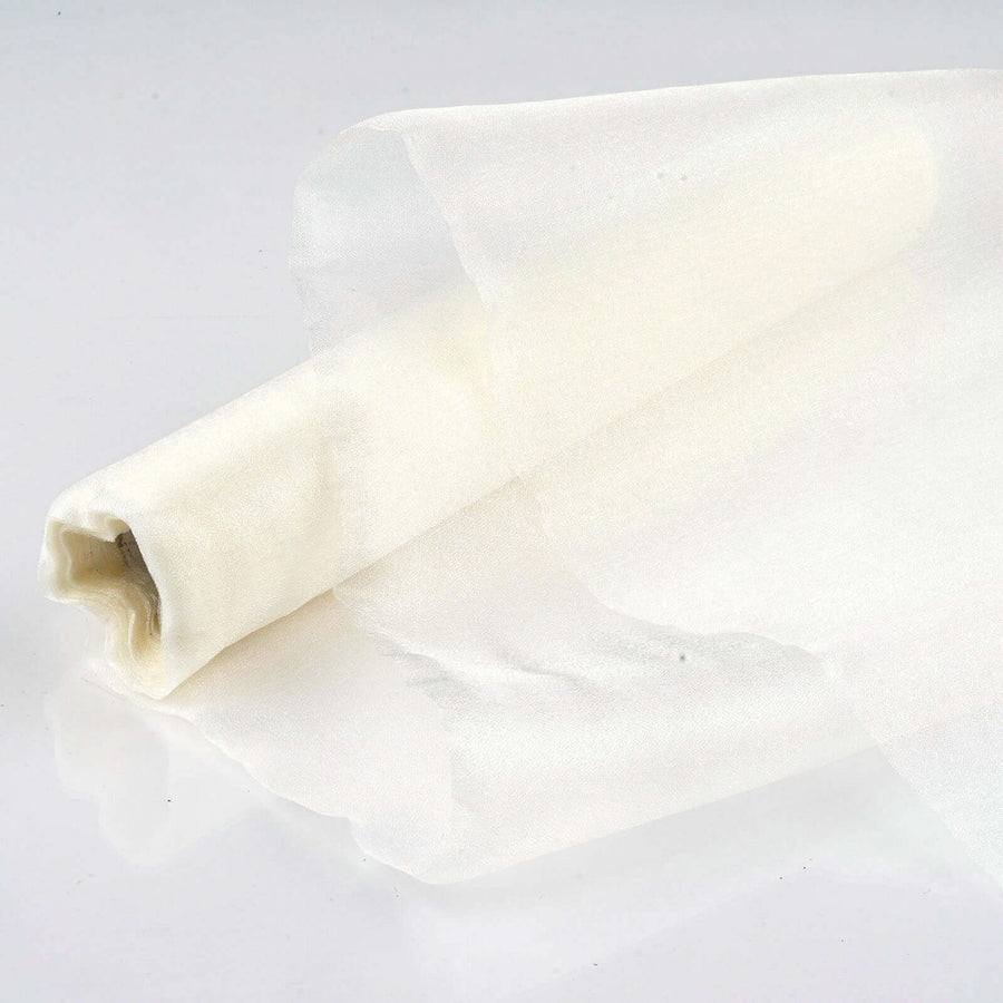 12inch x 10yd | Ivory Sheer Chiffon Fabric Bolt, DIY Voile Drapery Fabric