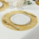50 Pack Disposable Metallic Gold Placemats, 13" Non-Woven Mesh Fiber Round Table Mats for Dining & Events