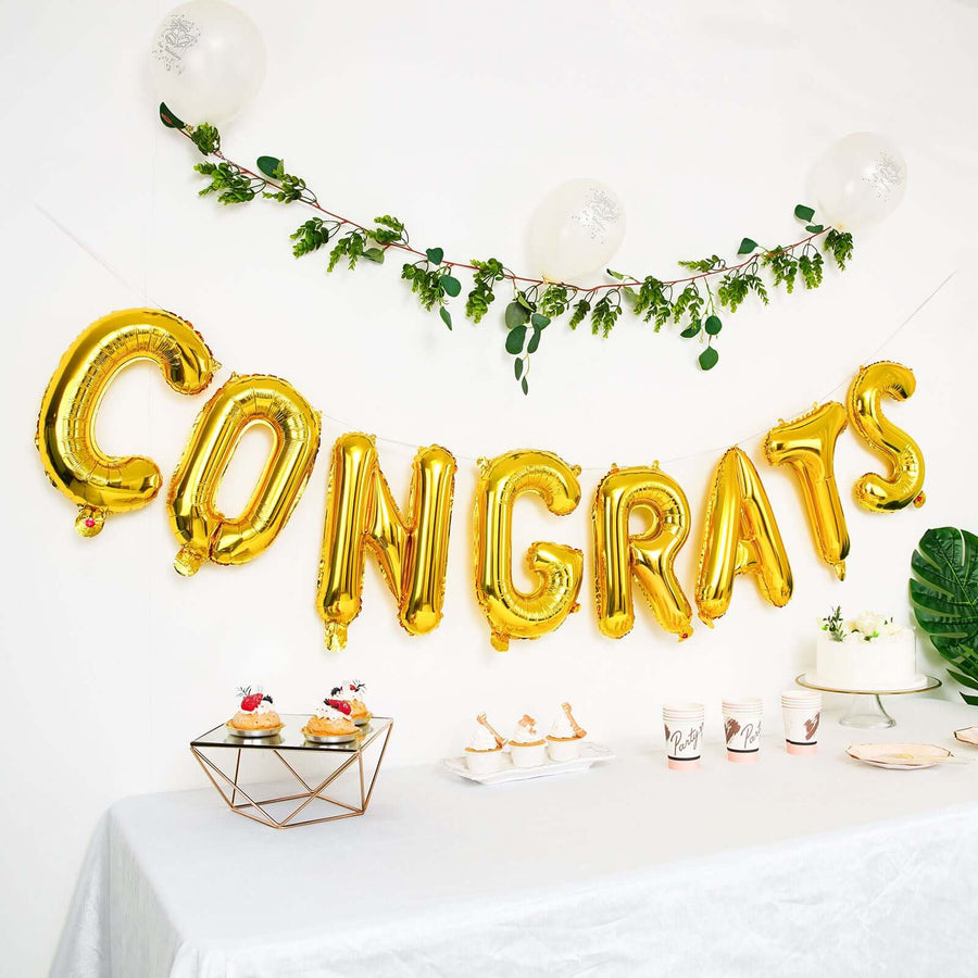 13Inch Ready-To-Use Shiny Gold "Congrats" Mylar Foil Balloon Banner Sign