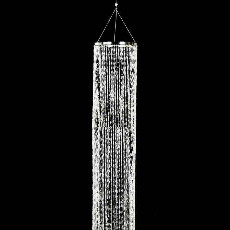 Hanging crystal bead curtain for home decor elegance.