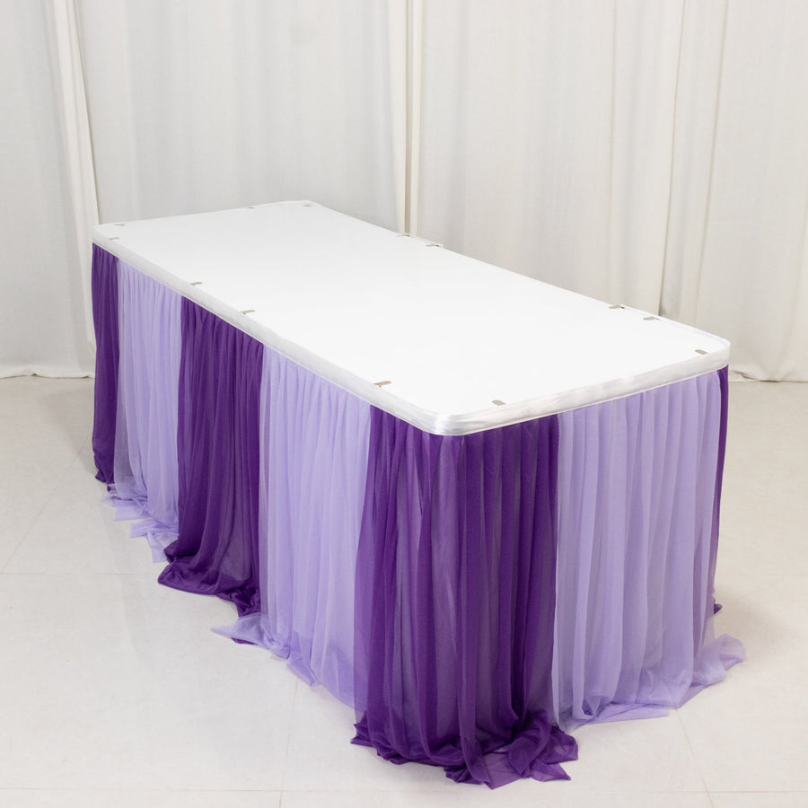14ft Sheer Chiffon Table Skirt - Purple / Lavender Pleated Ruffle Skirting