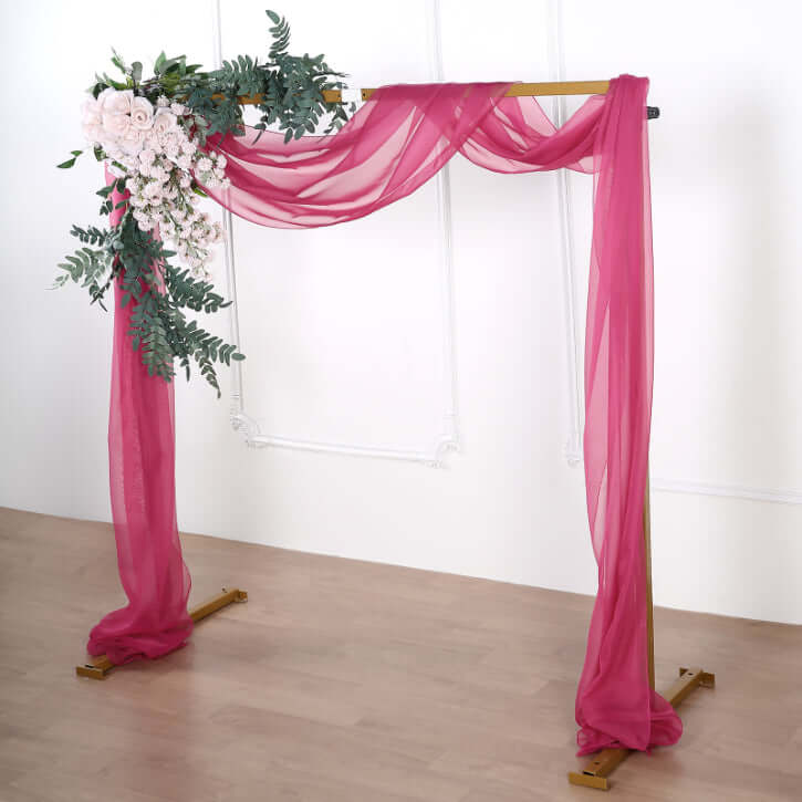 18ft | Fuchsia Wedding Arch Drapery Fabric Window Scarf Valance, Sheer Organza Linen