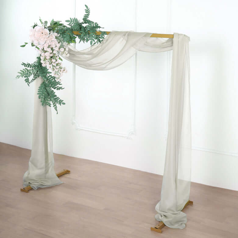 18ft | Silver Wedding Arch Drapery Fabric Window Scarf Valance, Sheer Organza Linen